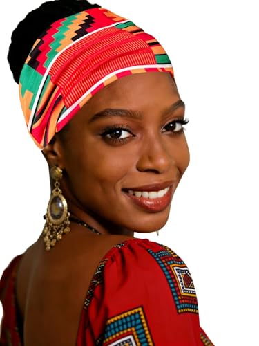 Afibi Wide Headbands for Women - African Boho Sports Hair Wraps (Style A)