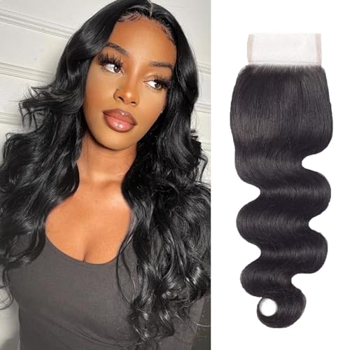 TOMAFUN 12 Inch 4x4 HD Lace Closure Body Wave Human Hair Brazilian Virgin Unprocessed