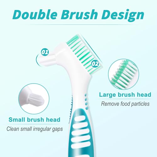 TaShow 6 Pcs Denture Brush Set with Double-Sided Design & Soft Bristles