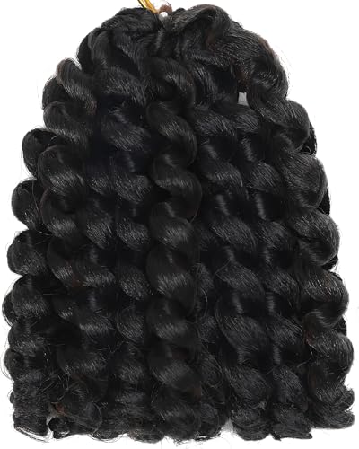 8 Inch Jamaican Bounce Crochet Hair - 3 Packs Pre-Looped Ringlet Wand Curls