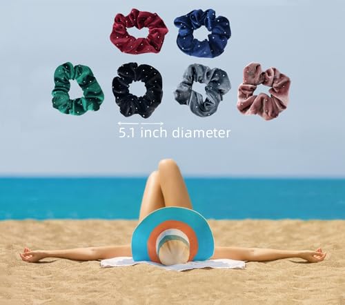 Stretch Thick Hair Ties Rhinestone Velvet Scrunchies for All Types