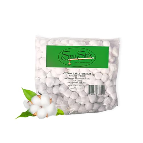 Spa Stix Medium Cotton Balls - 500 Count, Soft & Lint-Free