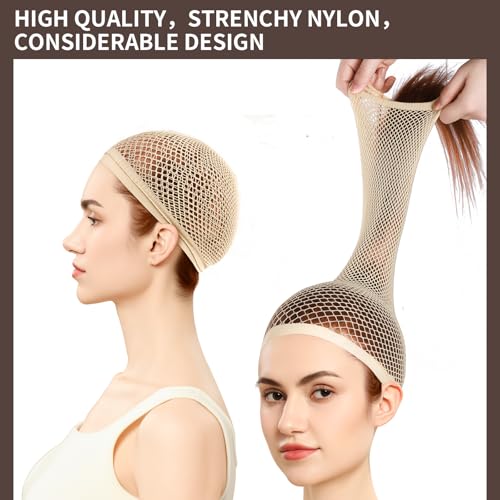 Fandamei Large Mesh Wig Cap for Long Hair - 2 Pack Light Brown