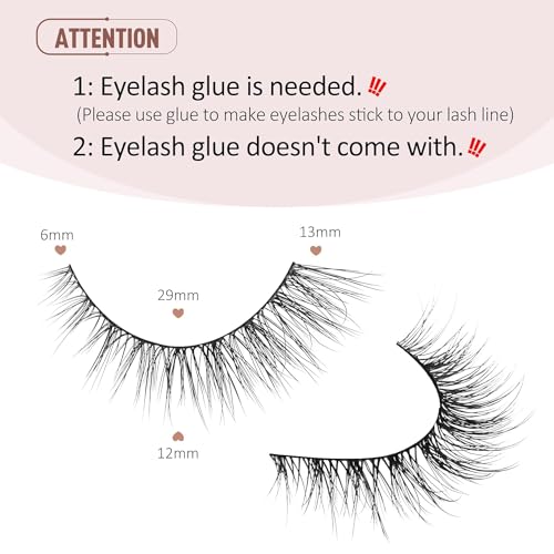 Onlyall Natural Lashes Wispy Lashes Natural Look False Eyelashes Soft Fluffy Fake Eyelashes 7 Pairs D1 Natural (6-13MM)