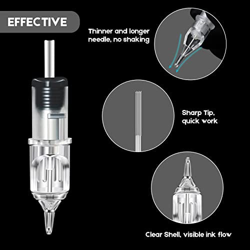 Emalla Tattoo Cartridge Needles 20Pcs Round Liner 1205RL, Precision Micro-Fine Lines