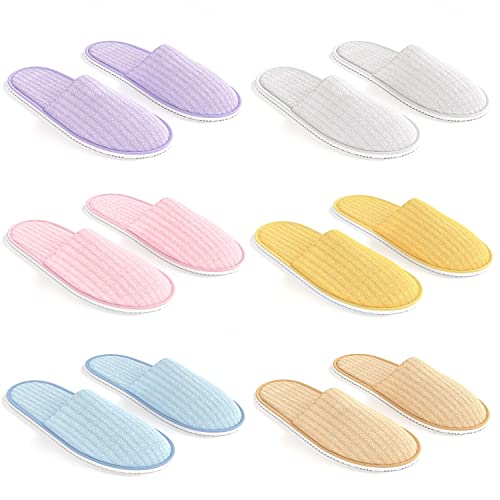 Maeline Disposable Spa Slippers - 6 Pairs, Unisex Cozy Slip-on for Guests