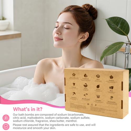 CalmNfiz 12-Piece Natural Bath Bomb Gift Set with Shea Butter