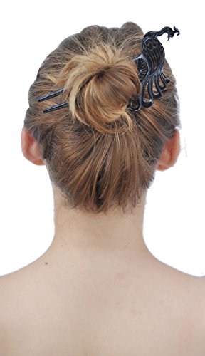 Marycrafts Peacock Buffalo Horn Hair Fork - Handmade Artisan Hair Stick