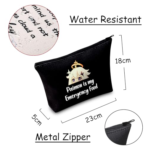 JXGZSO Anime Paimon Cosmetic Bag Black - Genshin Impact Fan Gift