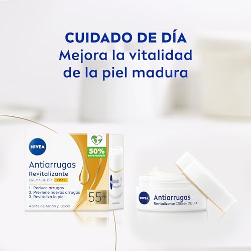 NIVEA Revitalizing Day Cream for Mature Skin 55+ with Argan Oil & Calcium, 50ml