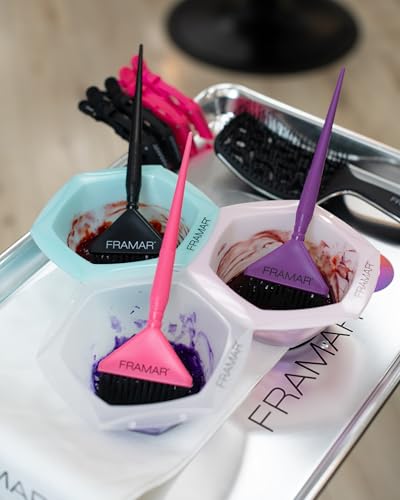 Framar Purple Hair Color Brush Set - 3 Pack Dye Brushes