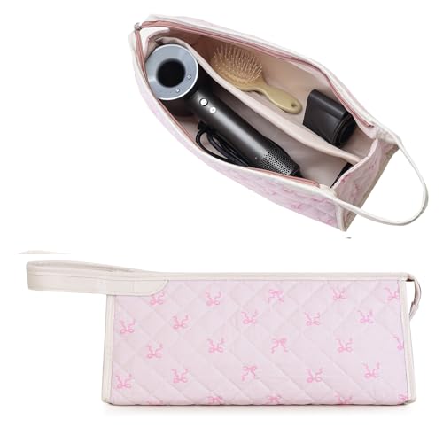 Large Quilted Travel Hair Dryer Case with Handle - Organizer & Storage Bag