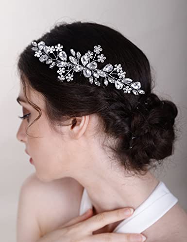 Chargances Handmade Red Crystal Gemstone Hair Comb Bridal Headpiece Wedding Accessory