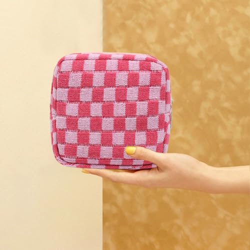 Mini Pink Makeup Bag - Quilted Cosmetic Organizer for Travel