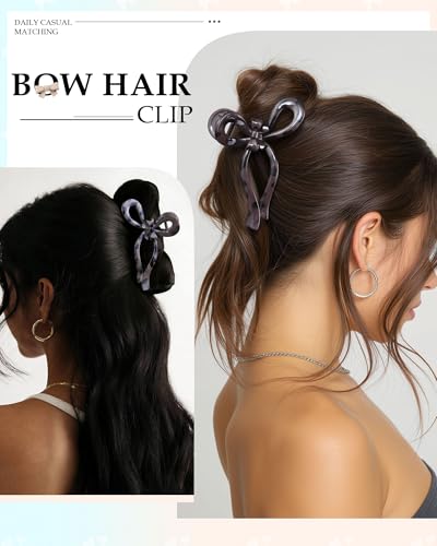 AWAYTR 4Pcs Large Bow Claw Clips for Thick Hair, Aesthetic Hair