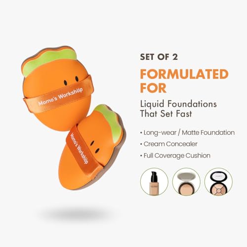Momo's Workshop Carrot Makeup Sponge Set - 2 Pcs Hydrophilic PU Sponges