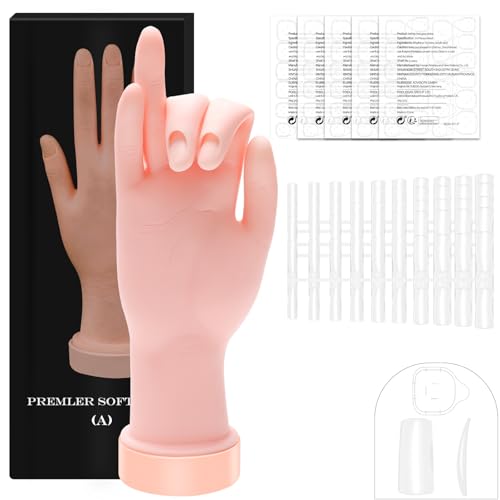 Practice Hand for Acrylic Nails - Reusable Flexible Nail Art Training Model