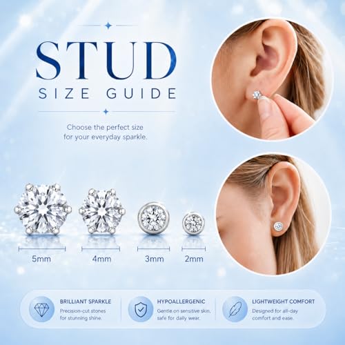 Anzero Ear Piercing Kit - Disposable Gun with 2MM CZ Studs, Sterile