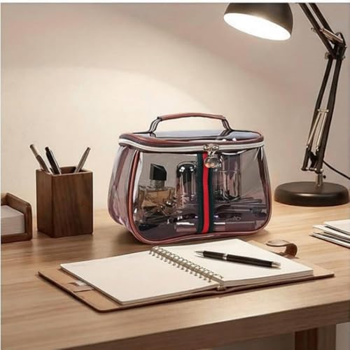 Large Clear Waterproof Retro Vanity Bag – Transparent Cosmetic Organizer