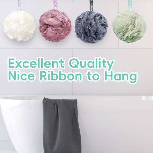 4-Pack Soft Shower Loofah Set for Exfoliating & Lathering