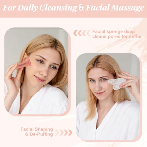 Facial Cupping Set & Gua Sha Tool - Pink Silicone Cupping Kit for Skincare