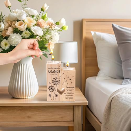 Zainpe Wooden Heart Sympathy Candle Holders – Spanish Remembrance Gift