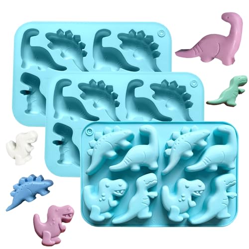 Nexolia Silicone Dinosaur Molds - 3 Pcs Non-Stick Baking Set