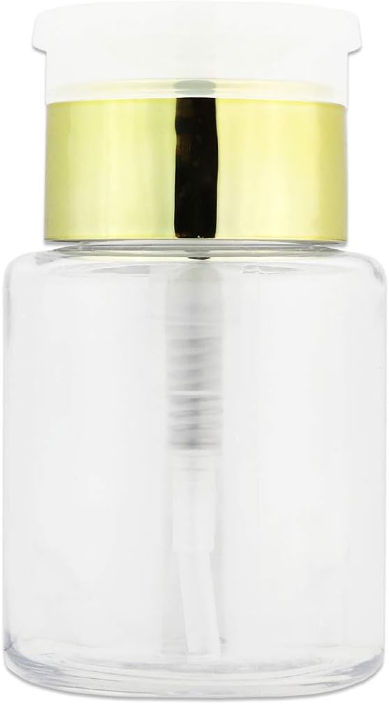 Clear Push Down Pump Dispenser - 3oz Refillable Empty Bottle | Lockable Travel Cosmetic Packaging for Nail Polish