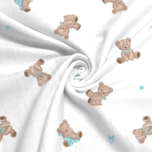 Fitted Mini Crib Sheets 2 Pack - 100% Cotton, 24x38, Bear & White