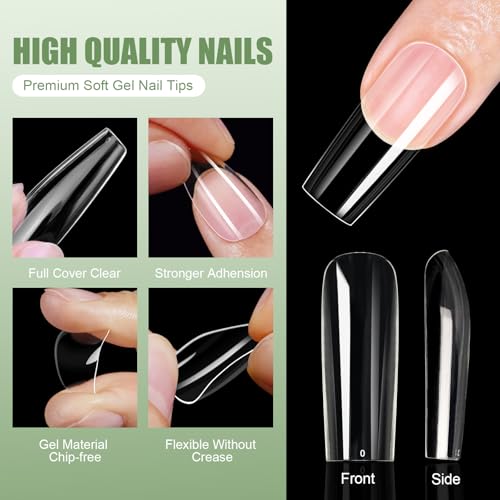 504pcs Professional Soft Gel Nail Tips - Clear Acrylic Press-On Nails