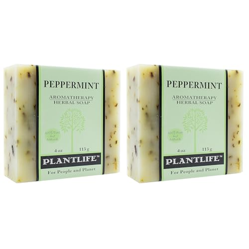 Plantlife Peppermint Natural Bar Soap 2-Pack - Handcrafted Vegan 4 oz