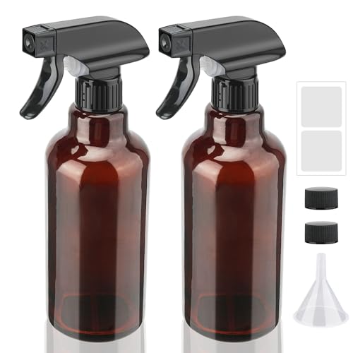 Hethyo 16.9oz Glass Spray Bottle with Adjustable Nozzle - Brown, Leakproof