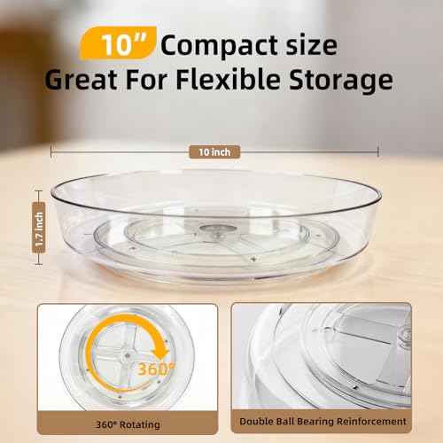 10-Inch Lazy Susan Turntable Organizer - BPA-Free Plastic for Spices & Pantry