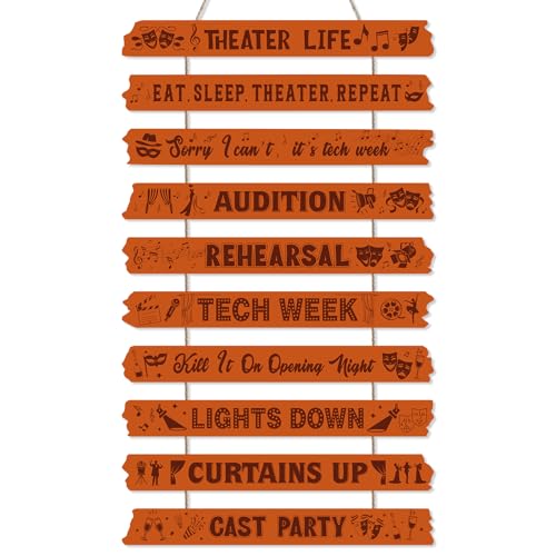 Wooden Theater Wall Decor - 10 Panel Musical Drama Hanging Sign