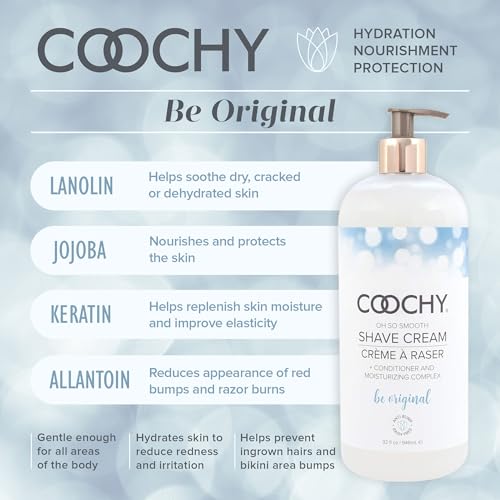 Coochy Intimate Shaving Cream | Shave Conditioner & Moisturizer for Face & Body | Ideal for Sensitive Skin Care, Anti-Bump | Be Original, 32 oz