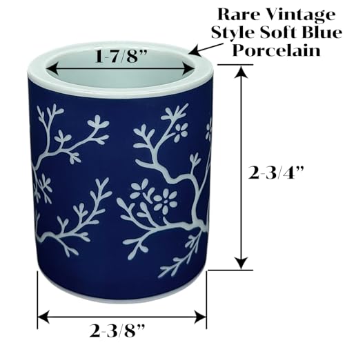 Chinoiserie Match Holder - Vintage Soft Blue Porcelain for Long Matches