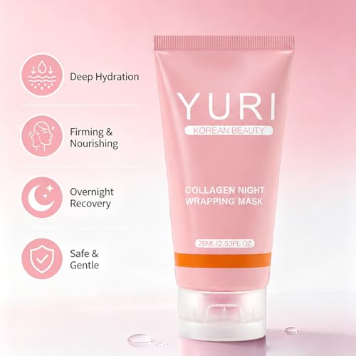YURI Collagen Overnight Peel Off Mask - Hydrating & Firming, 2.54 Fl Oz