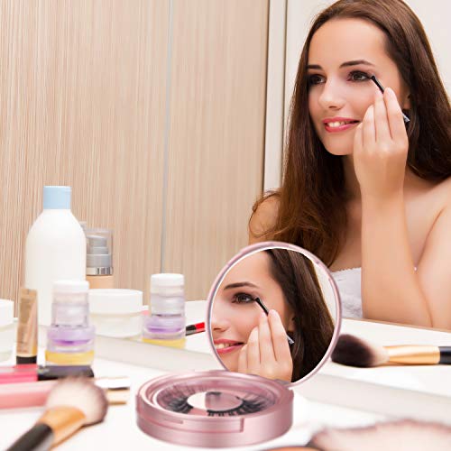 Maitys 6 Pcs Rose Gold Eyelash Storage Box with Mirror