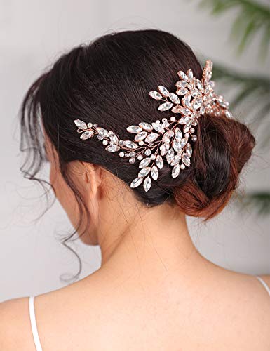 Denifery Silver Bridal Hair Comb with Pearls & Rhinestones