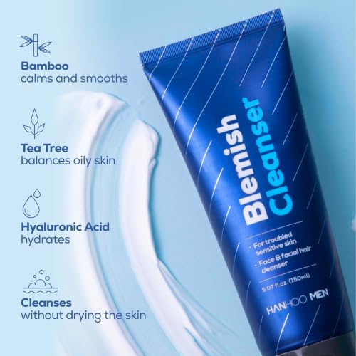 Hanhoo Men’s Blemish Cleanser with Bamboo & Sea Salt - 5.07 Fl. Oz.
