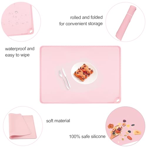 Pink Silicone Toddler Placemat - Non-Slip Food Mat for Dining
