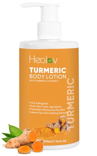 Healov Turmeric Body Lotion for Brightening & Acne Scars - Natural Moisturizer for Face & Body