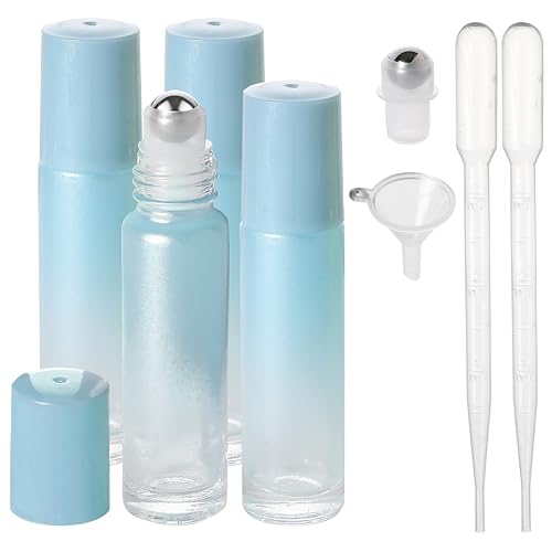 SESENSE 10ml Essential Oil Roller Bottles - 4 Pack, Leak-Proof Glass with Stainless Steel Balls