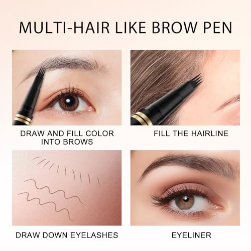 LAVONE Waterproof Microblading Eyebrow Pen - Dark Brown 2-in-1 Brow Pencil