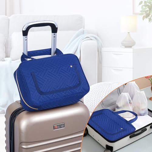 Blue Hanging Toiletry Bag for Women | Multi-Compartment Travel Organizer