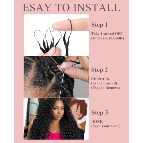 Human Crochet Hair for Black Women, 18 Inch Feather Human Hair Crochet Extensions 55g 40 Strands, Miracle Knots Hair Bundles, Soft Lightweight Burmese Curly Texture for Protective Styles