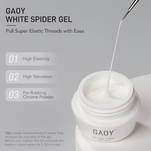 GAOY Spider Gel Nail Art Polish - Highly Pigmented White 5g