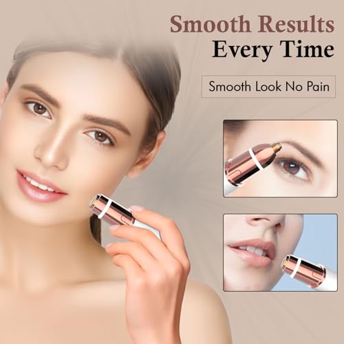 Eyebrow & Facial Trimmer: 2 in1 Rechargeable Facial Hair Removal & Eyebrow Shaver - Body Razor with Built-in LED Light (White)