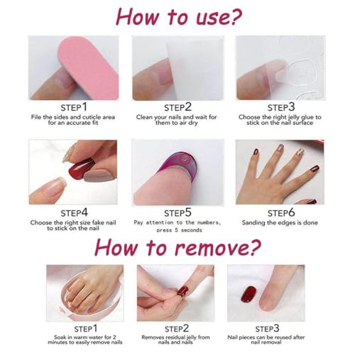 Sevgob Long Almond Press On Nails - Flower Charm Blue French Tips - Summer Fake Nails (4 Long Nails Variant)