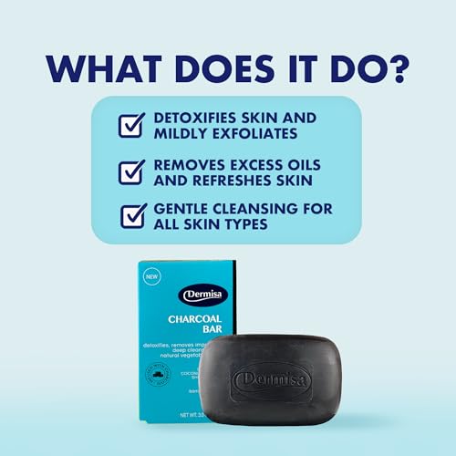 Dermisa Detoxifying Charcoal Bar Soap - Deep Pore Cleansing, 3 Pack
